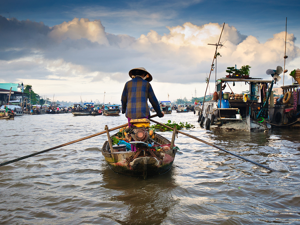 Floating market in the Mekong Delta