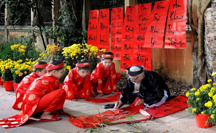 Calligraphy tradition in Lunar New Year Festival, or Tet in Vietnam