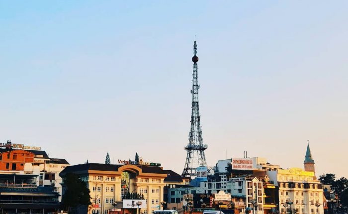 Eiffel-shaped radio tower in Dalat