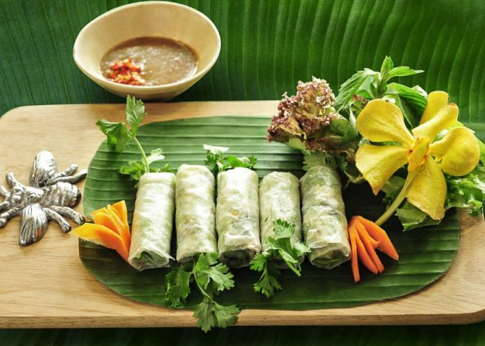Fresh spring rolls is a popular vegetarian dish in Vietnam