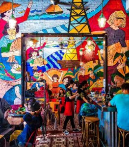 Cool cafe in Saigon with nice murals