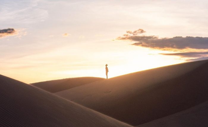 Sunset in Mui Ne with sand dunes