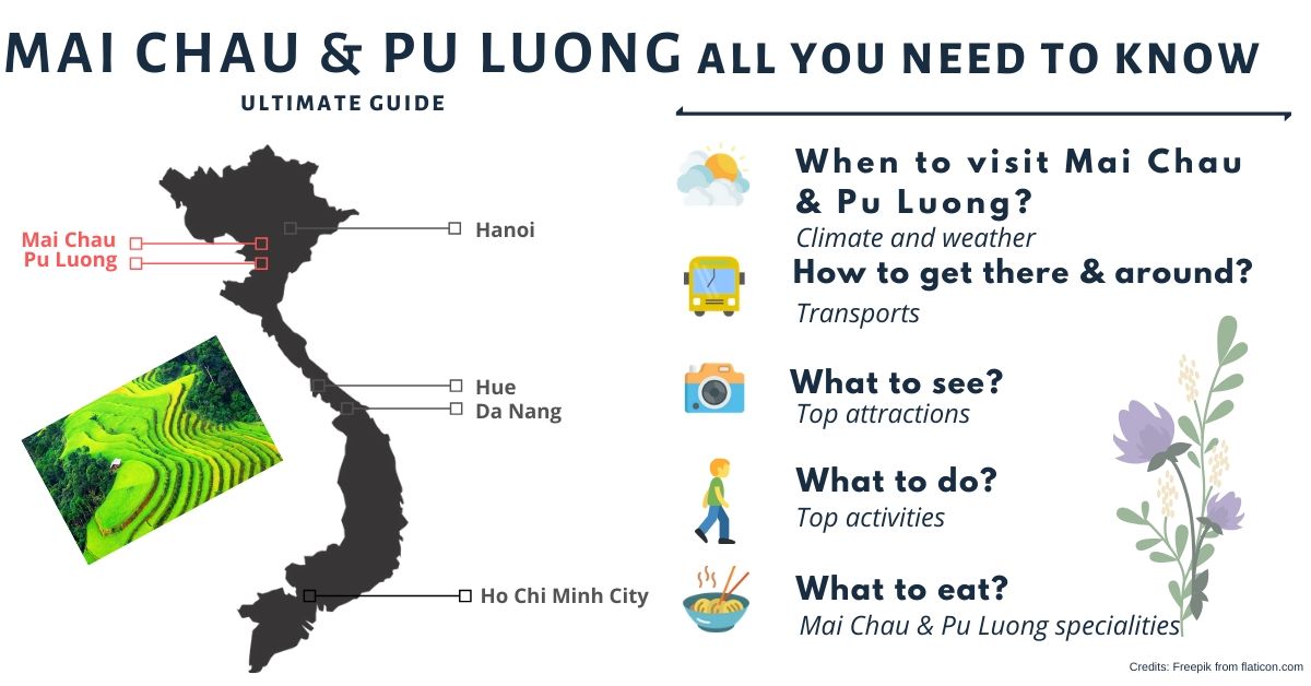 Mai Chau and Pu Luong location on the map of Vietnam
